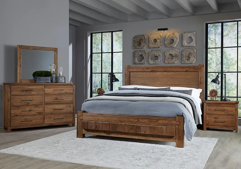 Rustic wood bedroom set